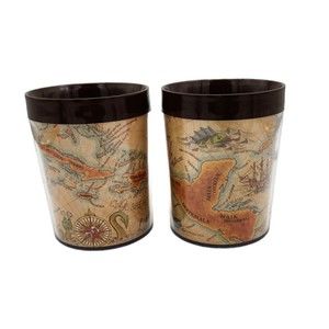 VTG Thermo-Serve Old World Map Discovery Cup Set of 2 8 oz. 1970's